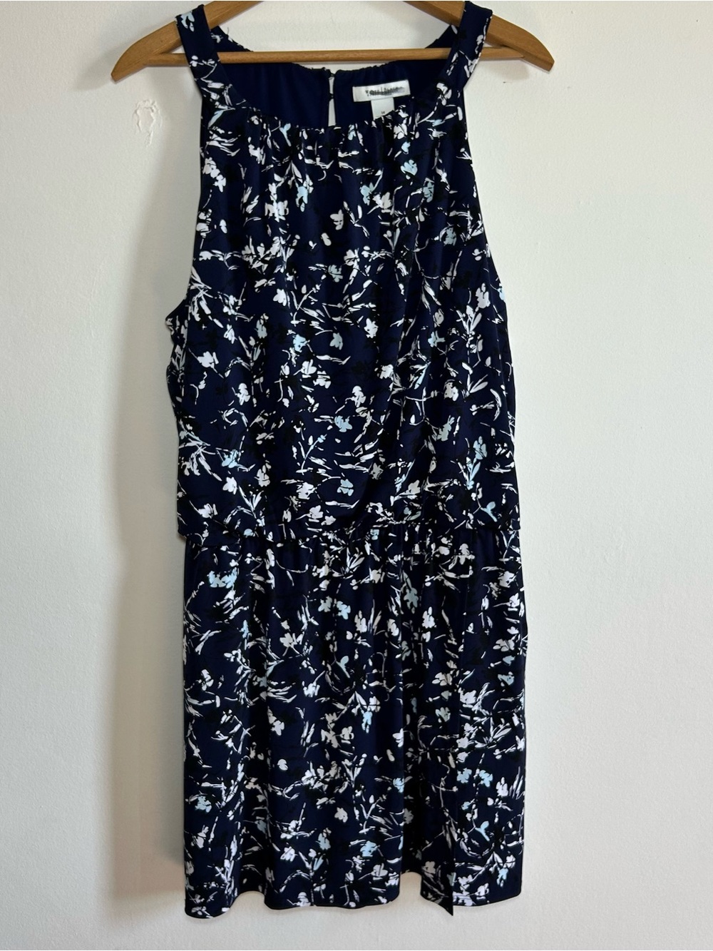 White House Black Market Women's Short Romper Size 14 Blue Floral Sleeveless